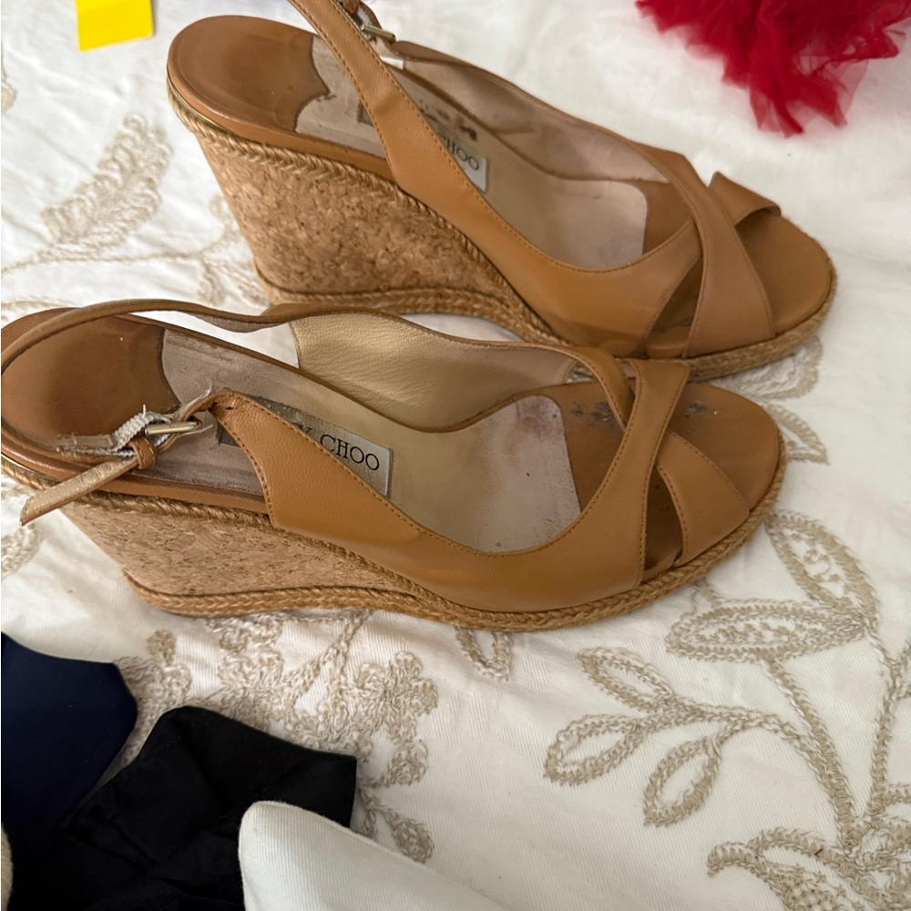 Jimmy Choo Brown Leather Wedges